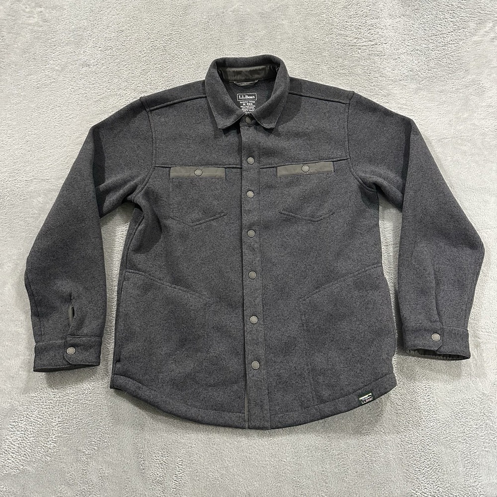 LL Bean Shacket Button Shirt Men M Reg Gray Gorpcore Winter Casual Everyday